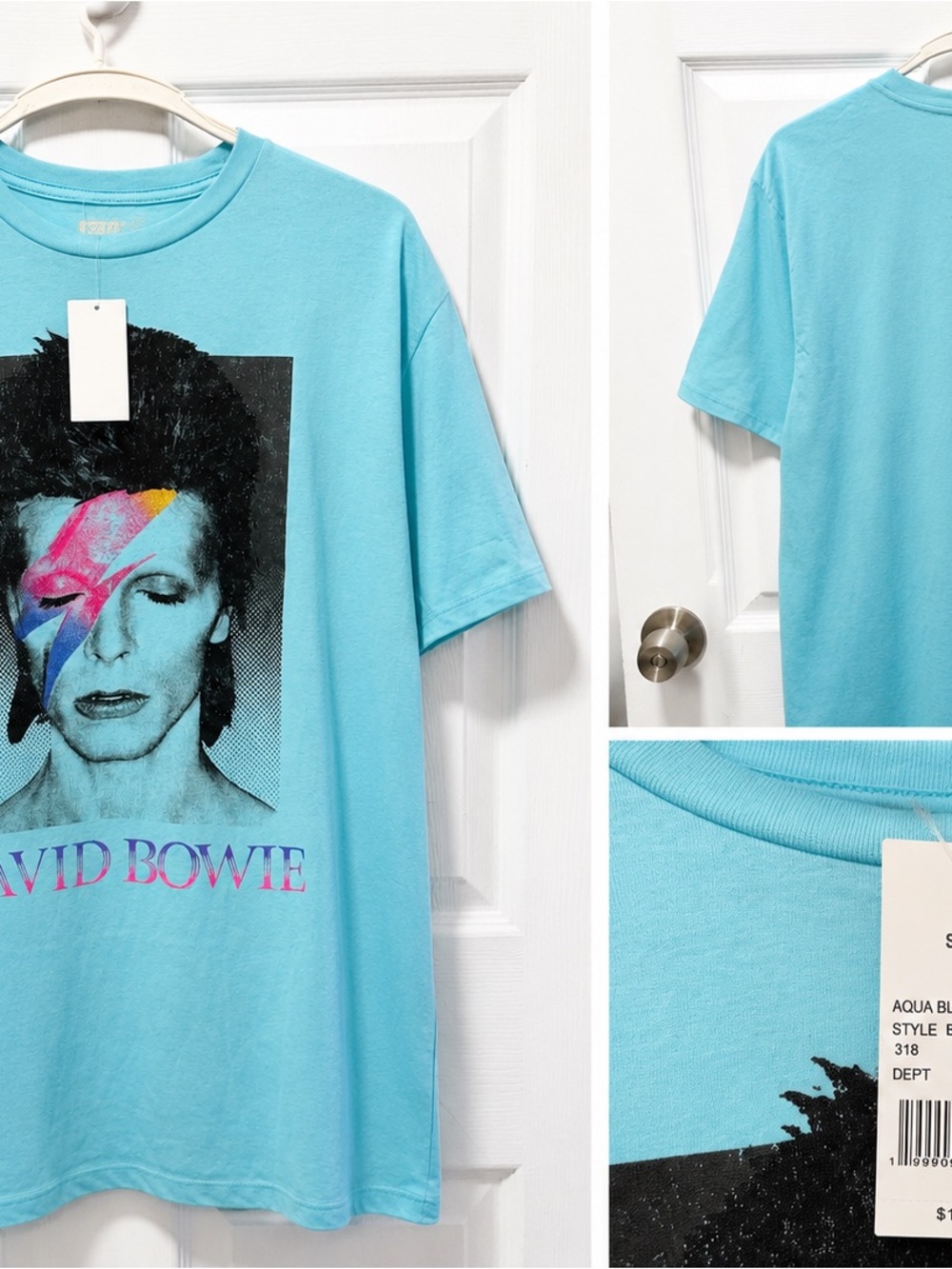David Bowie Graphic Crewneck Tee — Light Blue